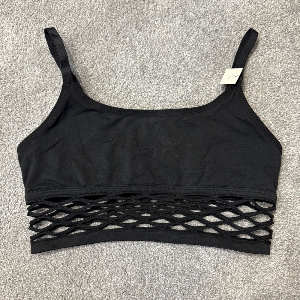 NWT PINK Victorias Secret Black mesh/fishnet style Bralette/sports bra size Med